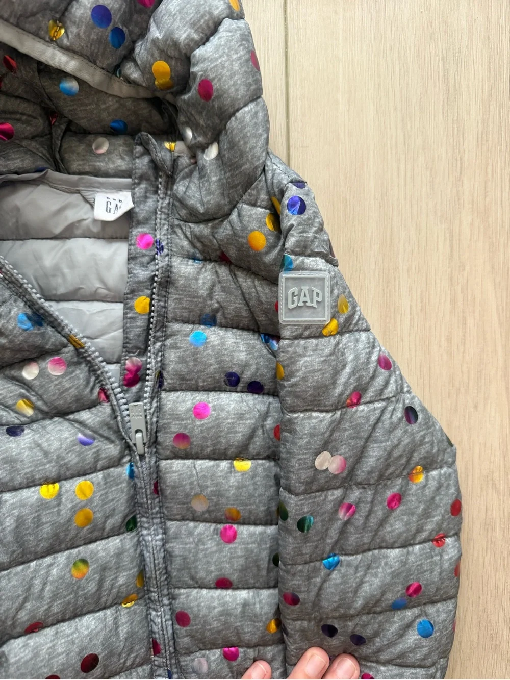 Baby Gap Toddler Puffer Jacket with Multicolor Polka Dots
